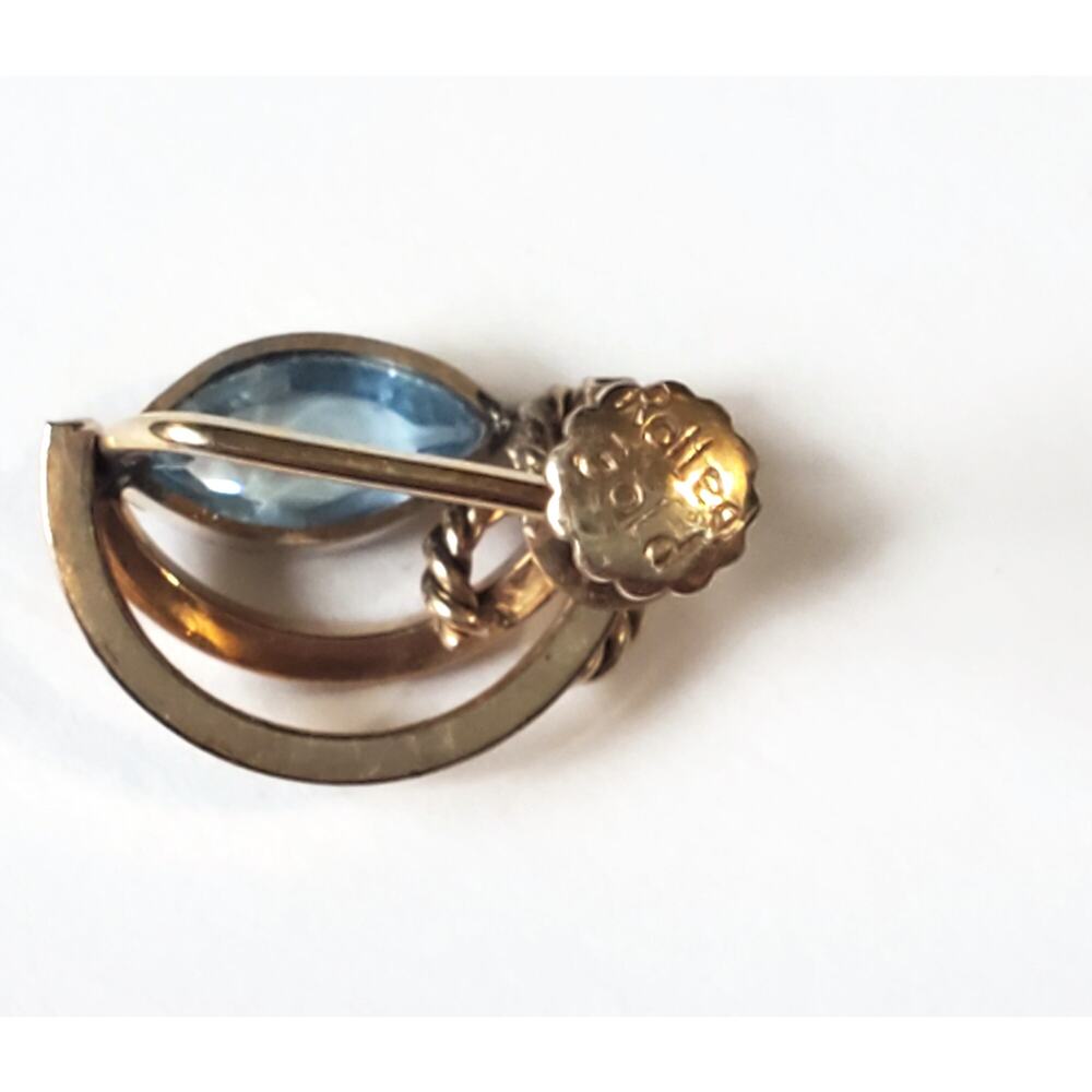 Vintage Rolled Gold Light Blue Faceted Glass Screw Back Earrings - Picture 4 of 6